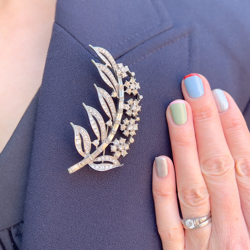 Ciro 'CP' 1950s Vintage Rhinestone Forget-Me-Not Brooch